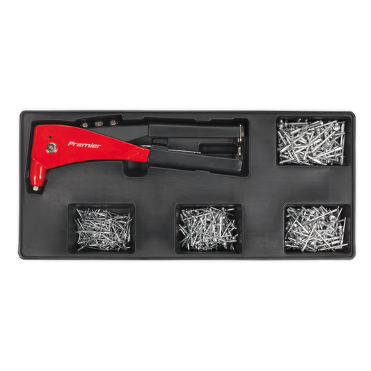 Riveter & Assorted Rivet Set with Tool Tray