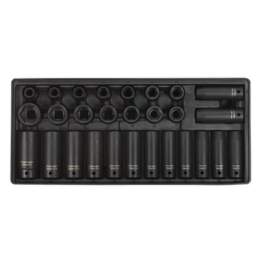 28pc 1/2"Sq Drive Impact Socket Set with Tool Tray