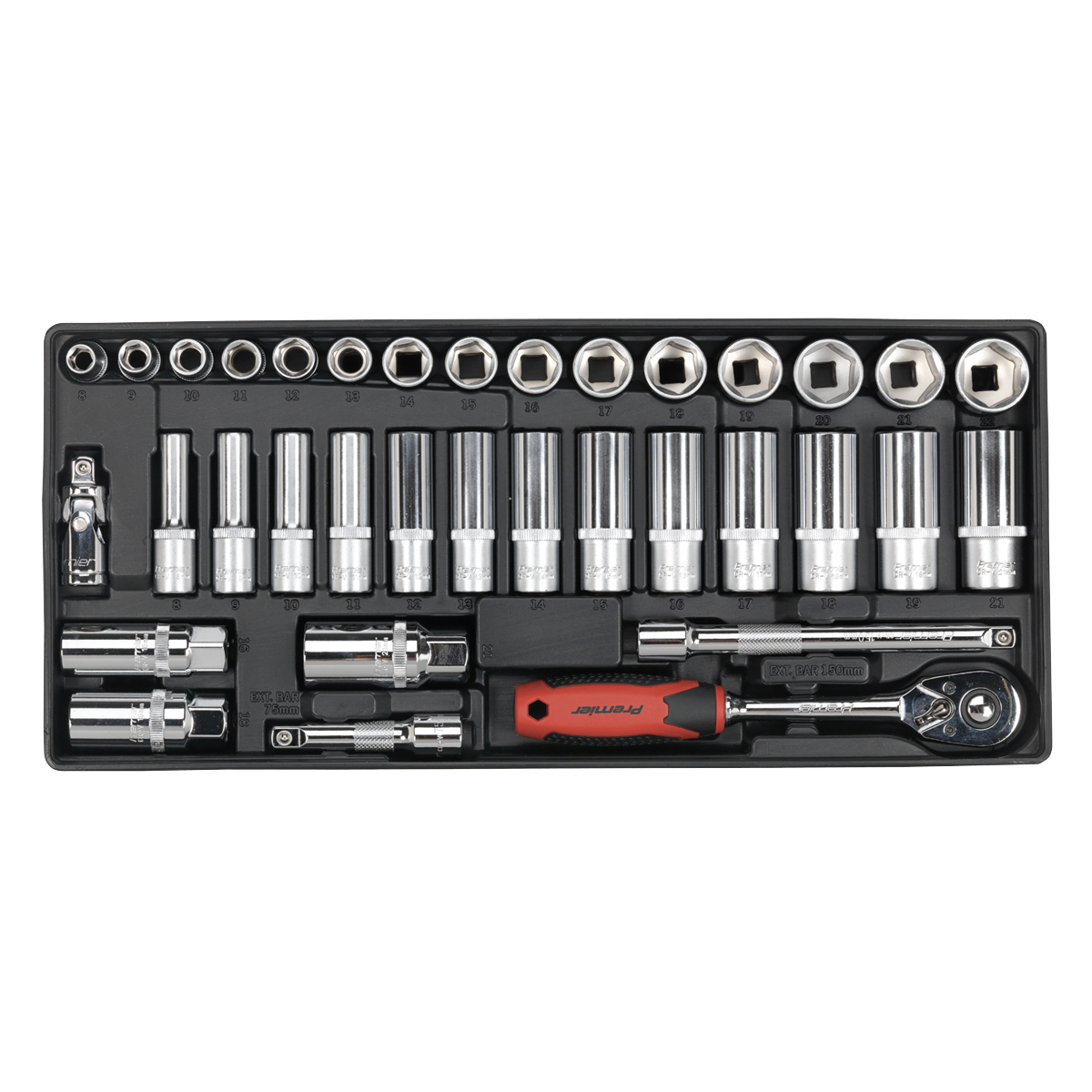 35pc 3/8"Sq Drive Socket Set with Tool Tray