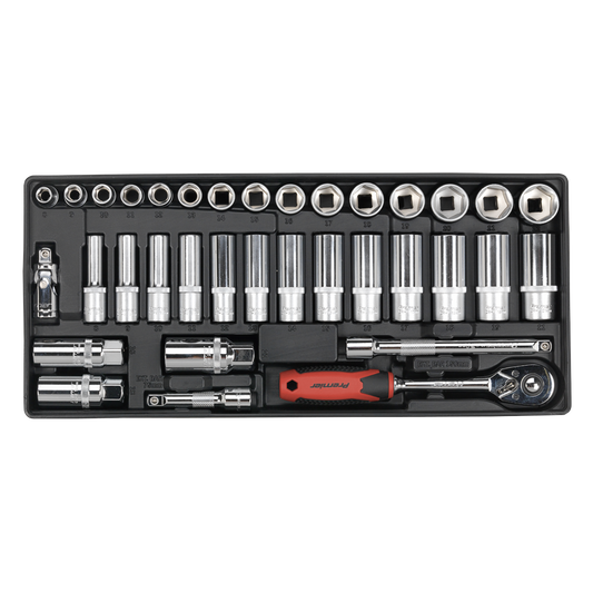 35pc 3/8"Sq Drive Socket Set with Tool Tray
