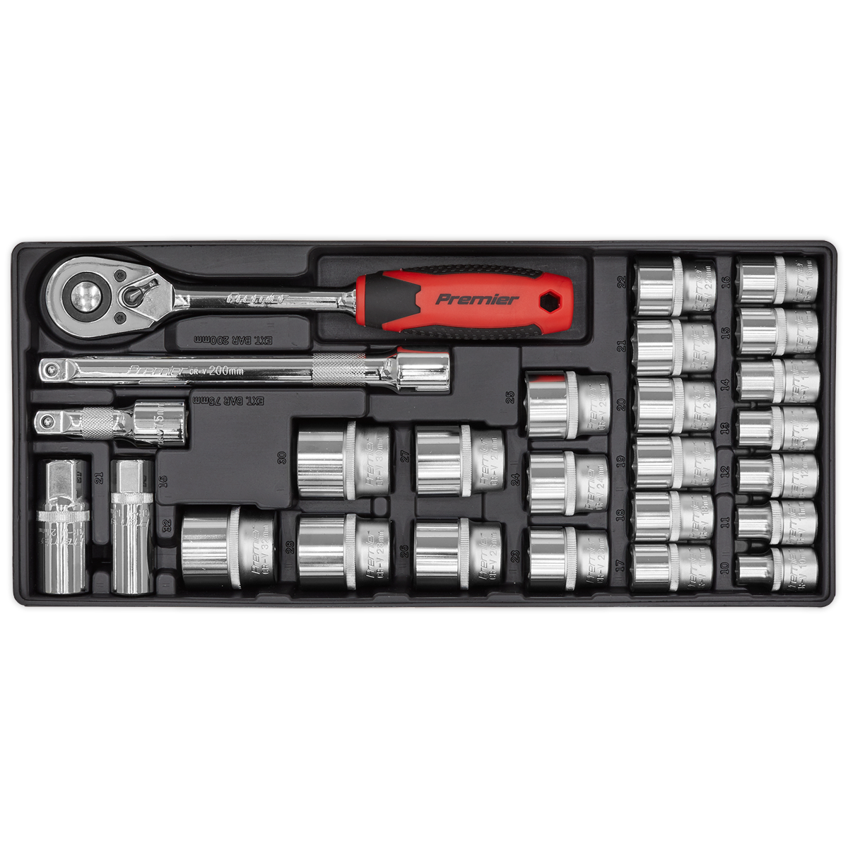 26pc 1/2"Sq Drive Socket Set with Tool Tray