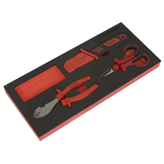 3pc Insulated Cutting Set with Tool Tray - VDE Approved