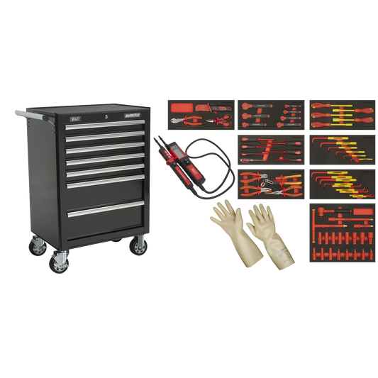 63pc Insulated Tool Kit with 7 Drawer Rollcab