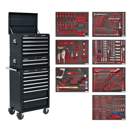 14 Drawer Tool Chest Combination with 446pc Tool Kit - Black