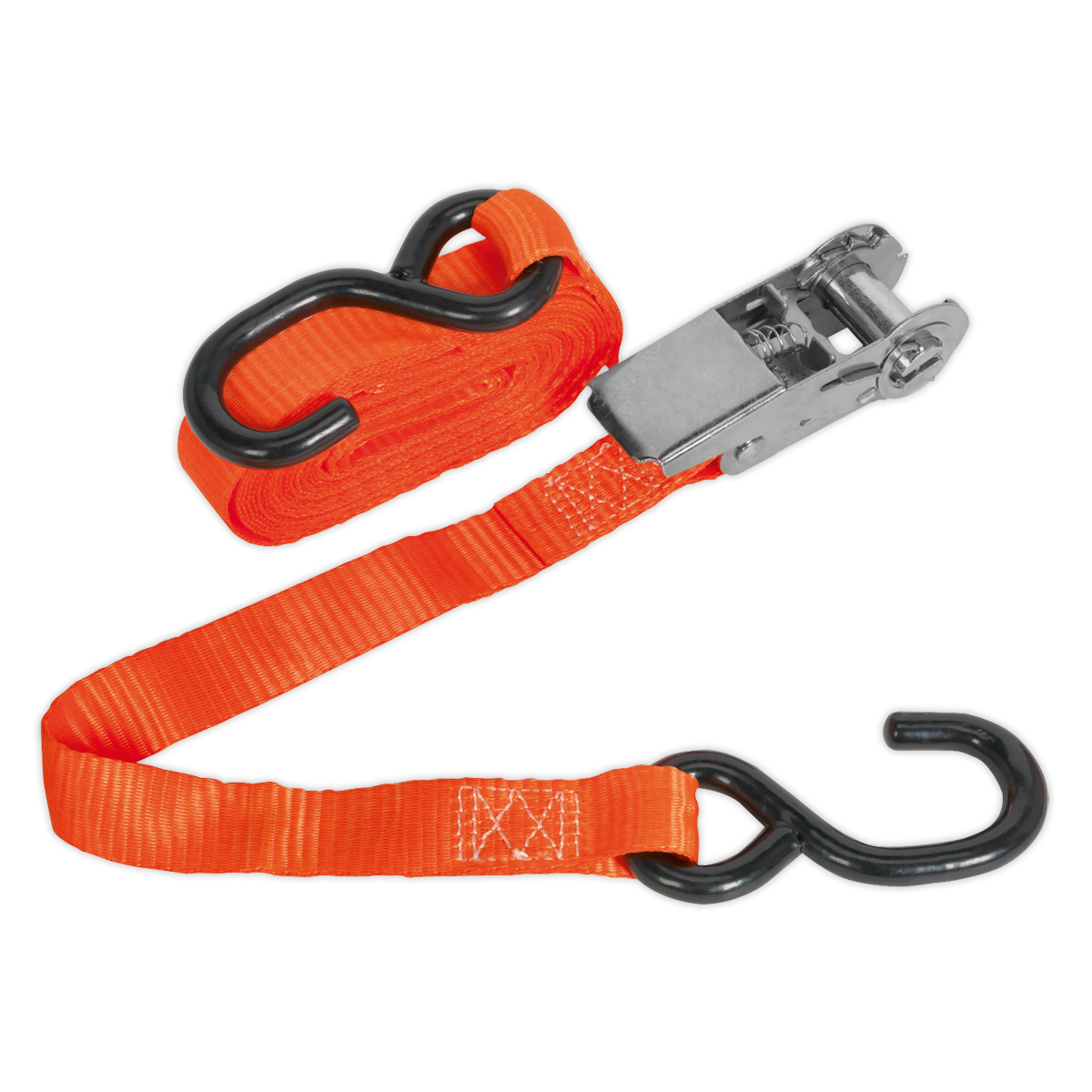 25mm x 4.5m Polyester Webbing Ratchet Strap with S-Hook 800kg Breaking Strength