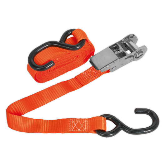 25mm x 4.5m Polyester Webbing Ratchet Strap with S-Hook 800kg Breaking Strength