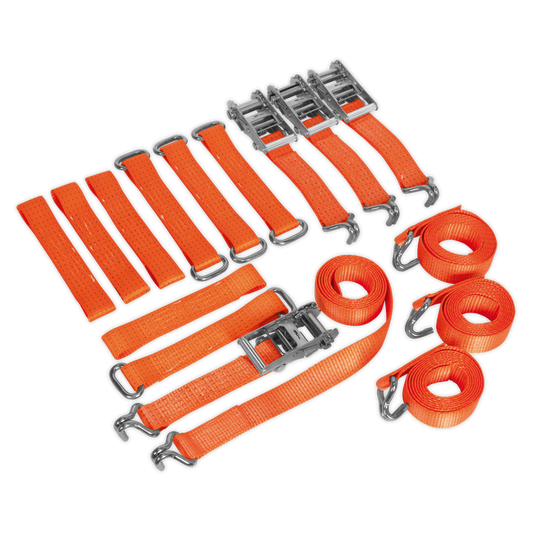 4pc Car Transporter Ratchet Strap Kit