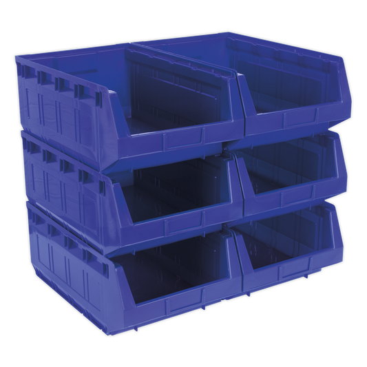 310 x 500 x 190mm Plastic Storage Bin - Blue - Pack of 6