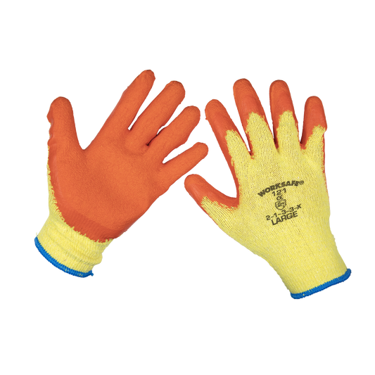 Super Grip Knitted Gloves Latex Palm (Large) - Pack of 6 Pairs