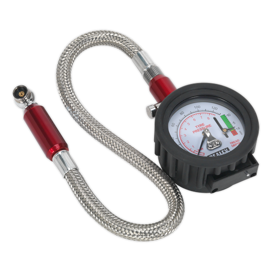 Tyre Pressure & Tread Depth Gauge with Flexible Hose