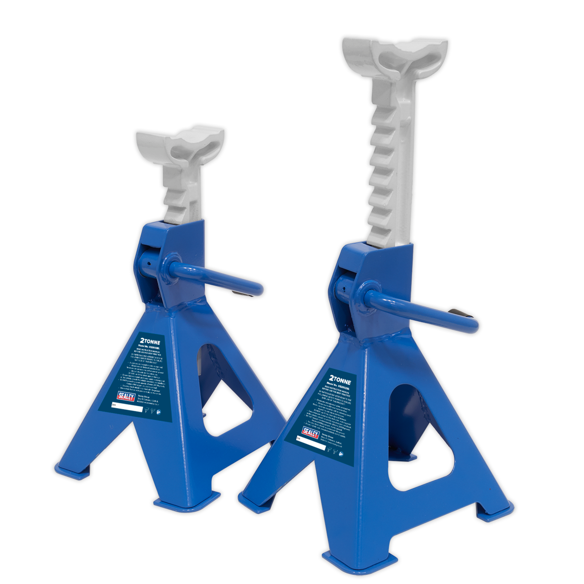 Ratchet Type Axle Stands (Pair) 2 Tonne Capacity per Stand - Blue