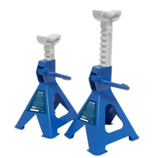 Ratchet Type Axle Stands (Pair) 2 Tonne Capacity per Stand - Blue