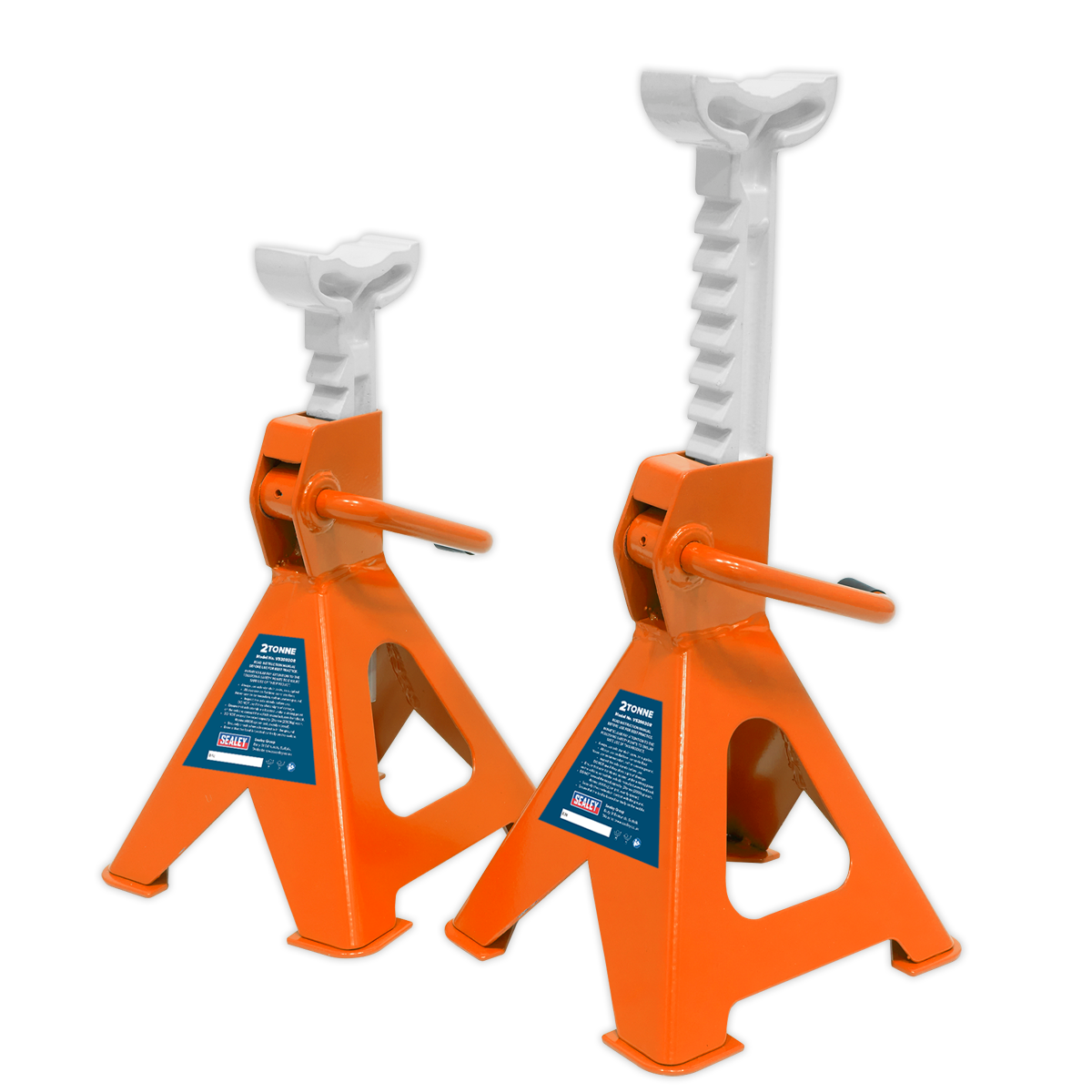 Ratchet Type Axle Stands (Pair) 2 Tonne Capacity per Stand - Orange