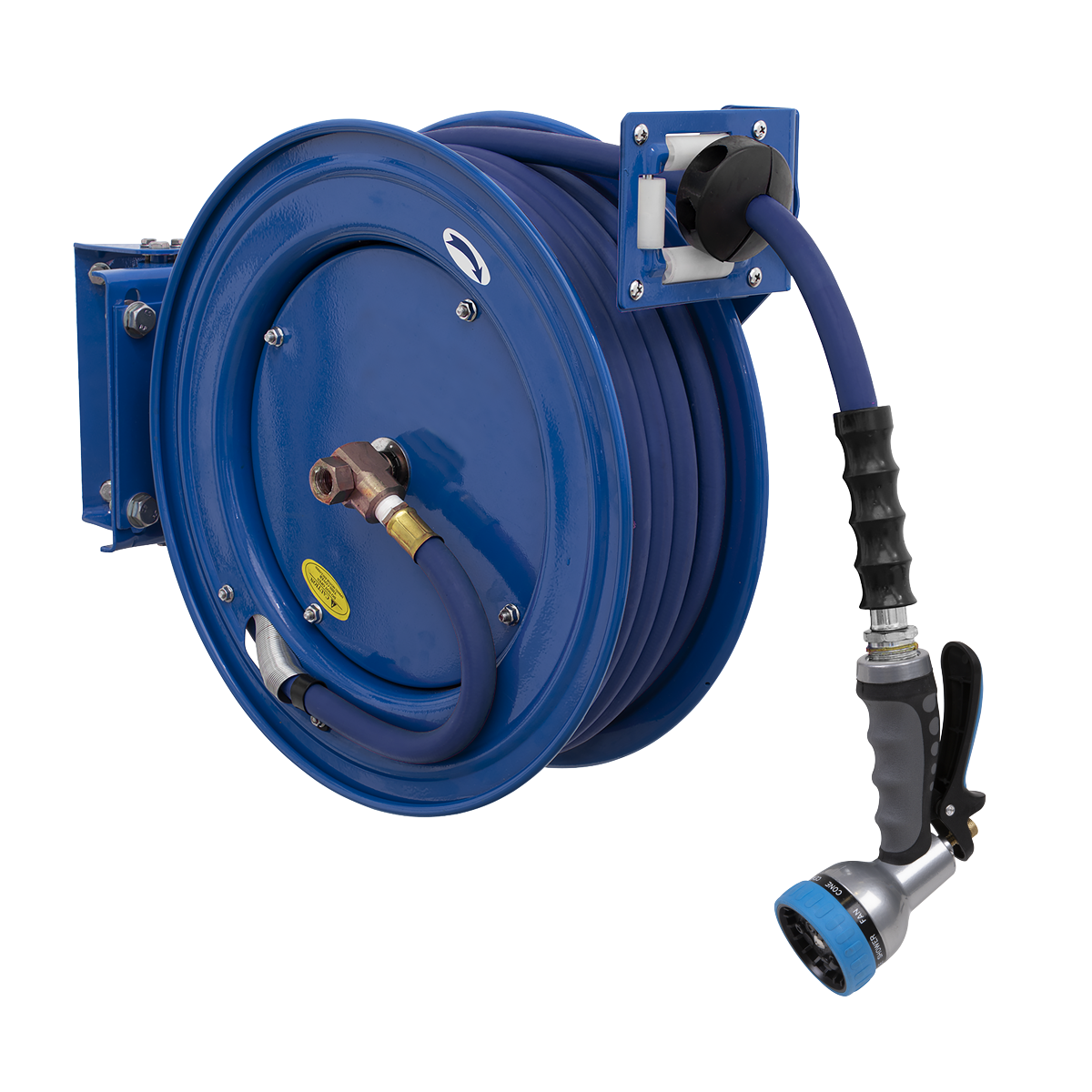 15m Heavy-Duty Retractable Water Hose Reel Ø13mm ID Rubber Hose