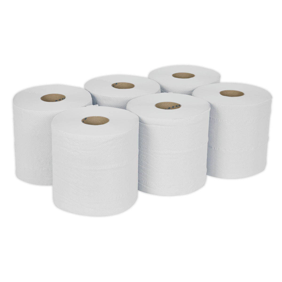 150m White Embossed 2-Ply Paper Roll - Pack of 6