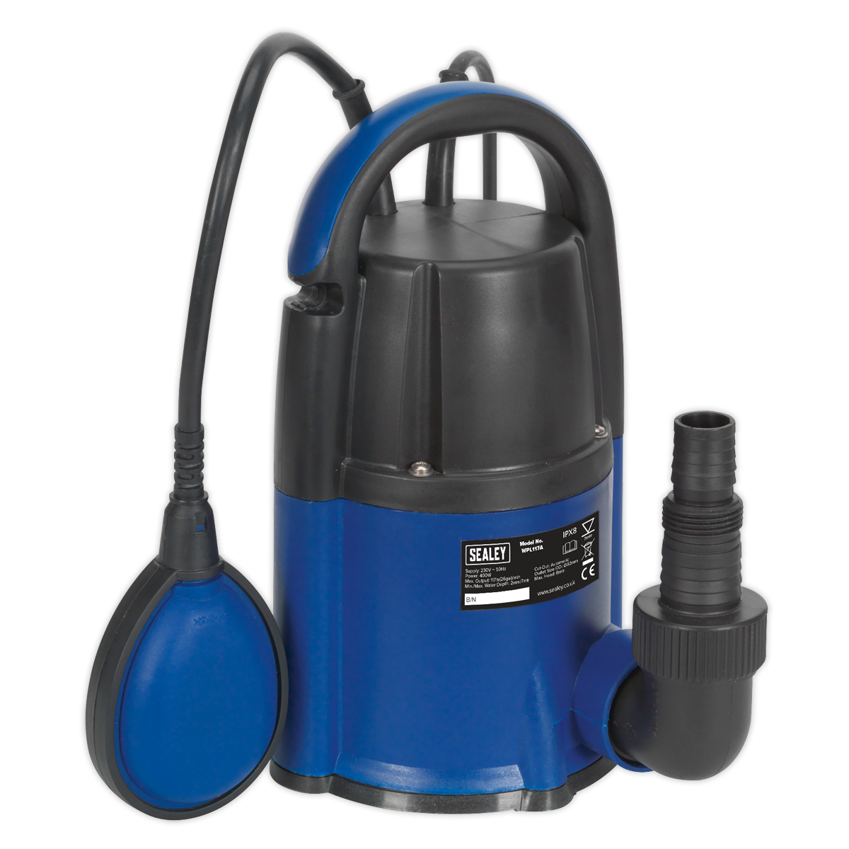 117L/min Automatic Low Level 2mm Submersible Water Pump