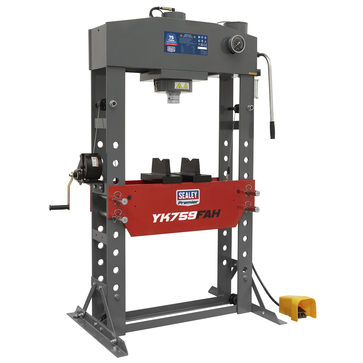 75 Tonne Premier Heavy-Duty Floor Type Air/Hydraulic Press with Foot Pedal